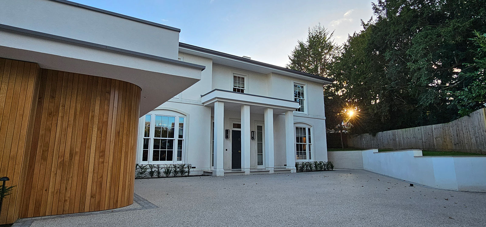 curved sliding timber solid oak garage door