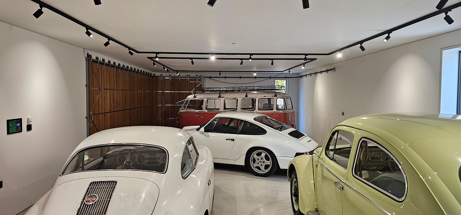 curved sliding timber solid oak garage door